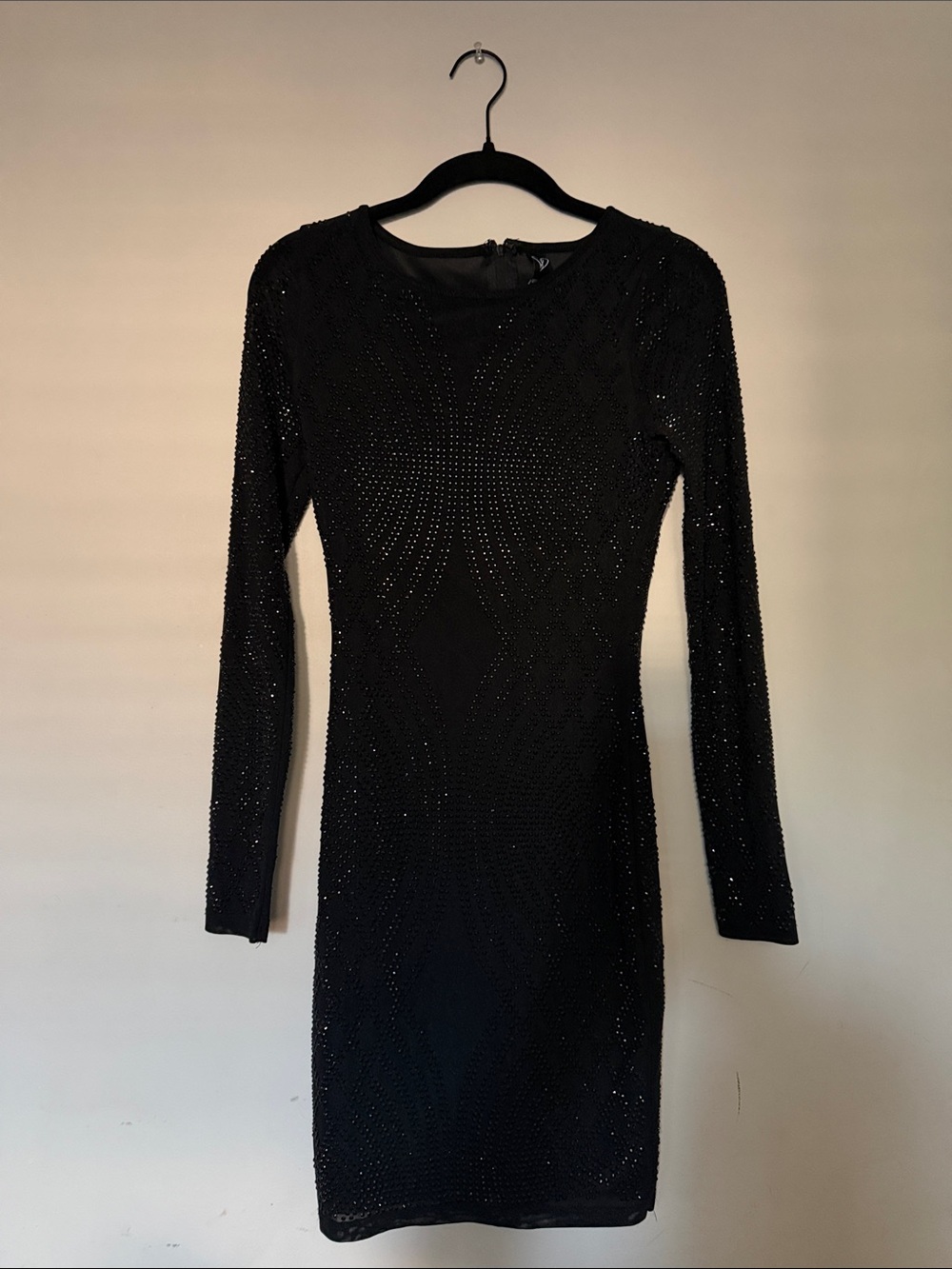 Windsor Black Long-Sleeve Beaded Bodycon Dress